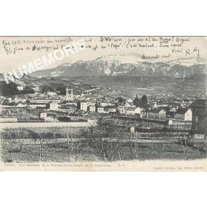 Voiron vue g&eacute;n&eacute;rale et la Grand-Sure, massif de la Chartreuse O. V.