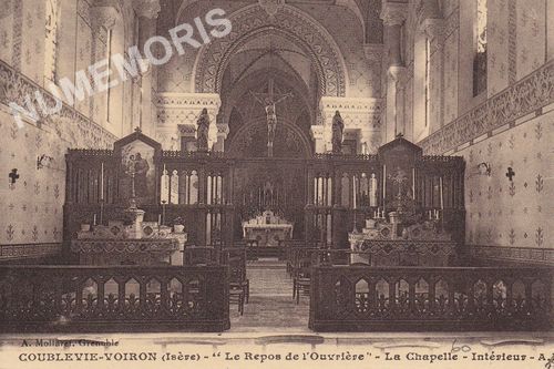 Coublevie-Voiron (Is&egrave;re) "le Repos de l'ouvri&egrave;re" la chapelle int&eacute;rieur A.M.