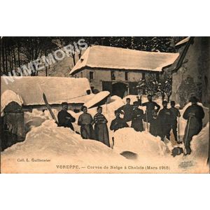 Voreppe - corvée de neige à chalais (mars 1915)