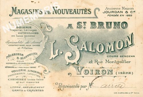 carte publicitaire magasin Salomon (verso)