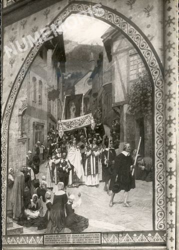 procession du voeu de ville avec la grand'rue id&eacute;alis&eacute;e peinte par Girard