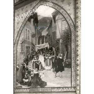 procession du voeu de ville avec la grand'rue id&eacute;alis&eacute;e peinte par Girard