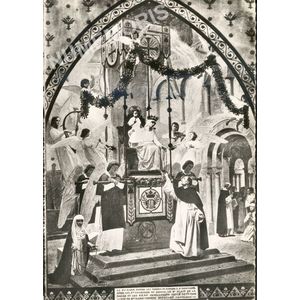 St Dominique re&ccedil;oit le rosaire, peint par Girard