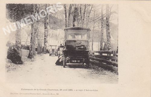 Ev&egrave;nements de la Grande Chartreuse, 29 avril 1903 - groupe d'automobiles
