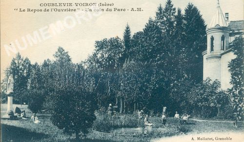 Coublevie-Voiron (Is&egrave;re) "le Repos de l'ouvri&egrave;re" un coin du parc A.M.
