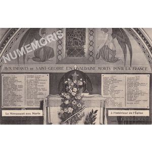 Le monument aux Morts &agrave; l'int&eacute;rieur de l'Eglise