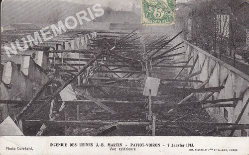 Incendie des usines J. B. Martin Paviot-Voiron 7 janvier 1913