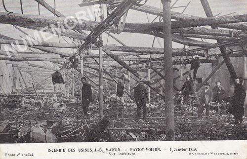 Incendie des usines J. B. Martin Paviot-Voiron 7 janvier 1913