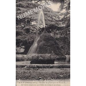 E.N.P. à Voiron (Isère) un coin du grand parc de l'ENP acquis en 1921 (cèdre du Liban et jet d'eau