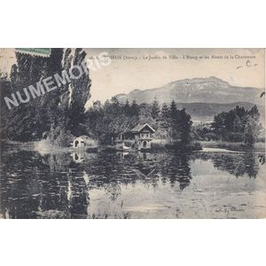 2642 Voiron (Is&egrave;re) le jardin de ville, l'&eacute;tang et les monts de la Chartreuse