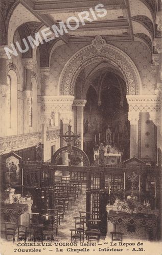 Coublevie-Voiron (Is&egrave;re) "le Repos de l'ouvri&egrave;re" la chapelle int&eacute;rieur A.M.