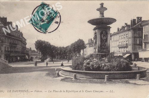 867 le dauphin&eacute; voiron la place de la r&eacute;publique et le cours C&eacute;nozans LL