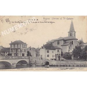 Cie VSB les Echelles (Savoie) le pont sur le Guiers-Vif et l'eglise