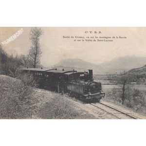 Cie VSB sortie du Crossey, vue sur les montagnes de la Savoie et sur la vall&eacute;e de Saint-Laurent