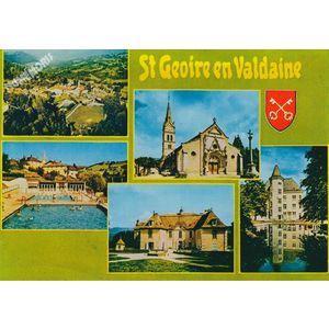 St-Geoire-en-Valdaine (Isère) vue générale l'église la piscine château de Longpra château Clermont-tonnerre colonie B.N.P.