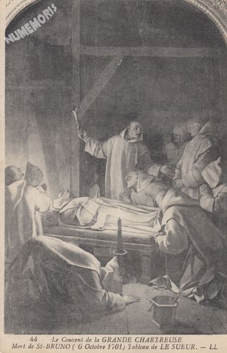044 le couvent de la Grande Chartreuse mort de St-Bruno (6 octobre 1701) tableau de Le Sueur LL
