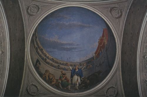 Eglise de la Batie Divisin (Is&egrave;re) fresque repr&eacute;sentant Saint Abdon et saint Sennen