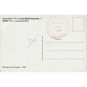 Saint Laurent du Pont- F&ecirc;te place de la Fontaine en 1910-verso